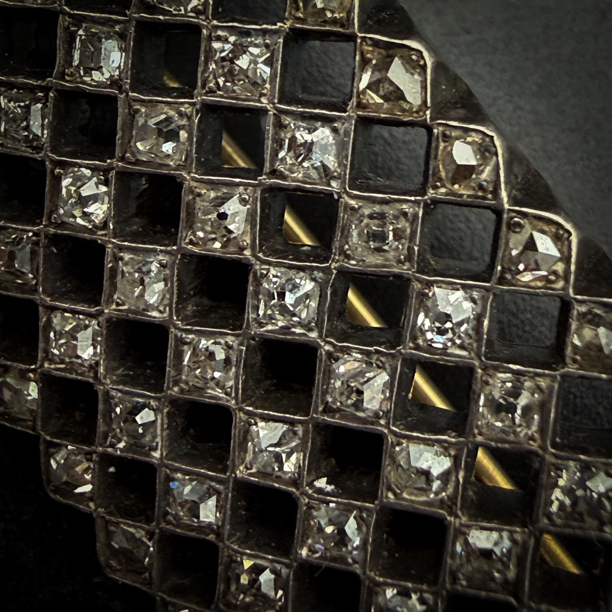 Broche rectangulaire Art Déco en or 18 carats et argent, sertie de diamants taille ancienne -photo-4