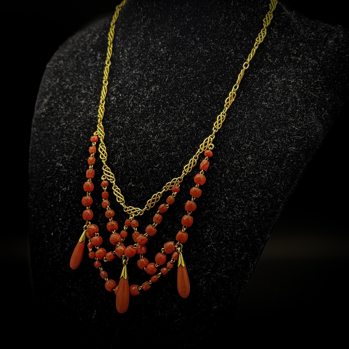 Napoleon III Necklace In 18-carat Gold And Red Coral – France, Circa 1860  -photo-3