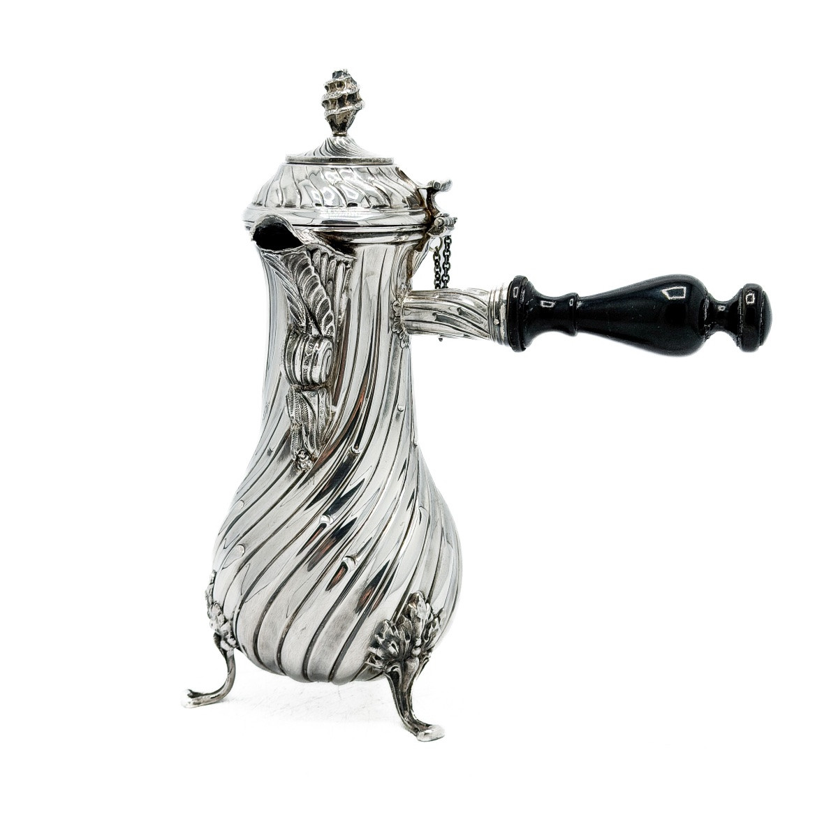 Silver Tripod Chocolate Pot (835), 18th-century Torso Model, Silver Fret And Whisk ⸻ This-photo-7