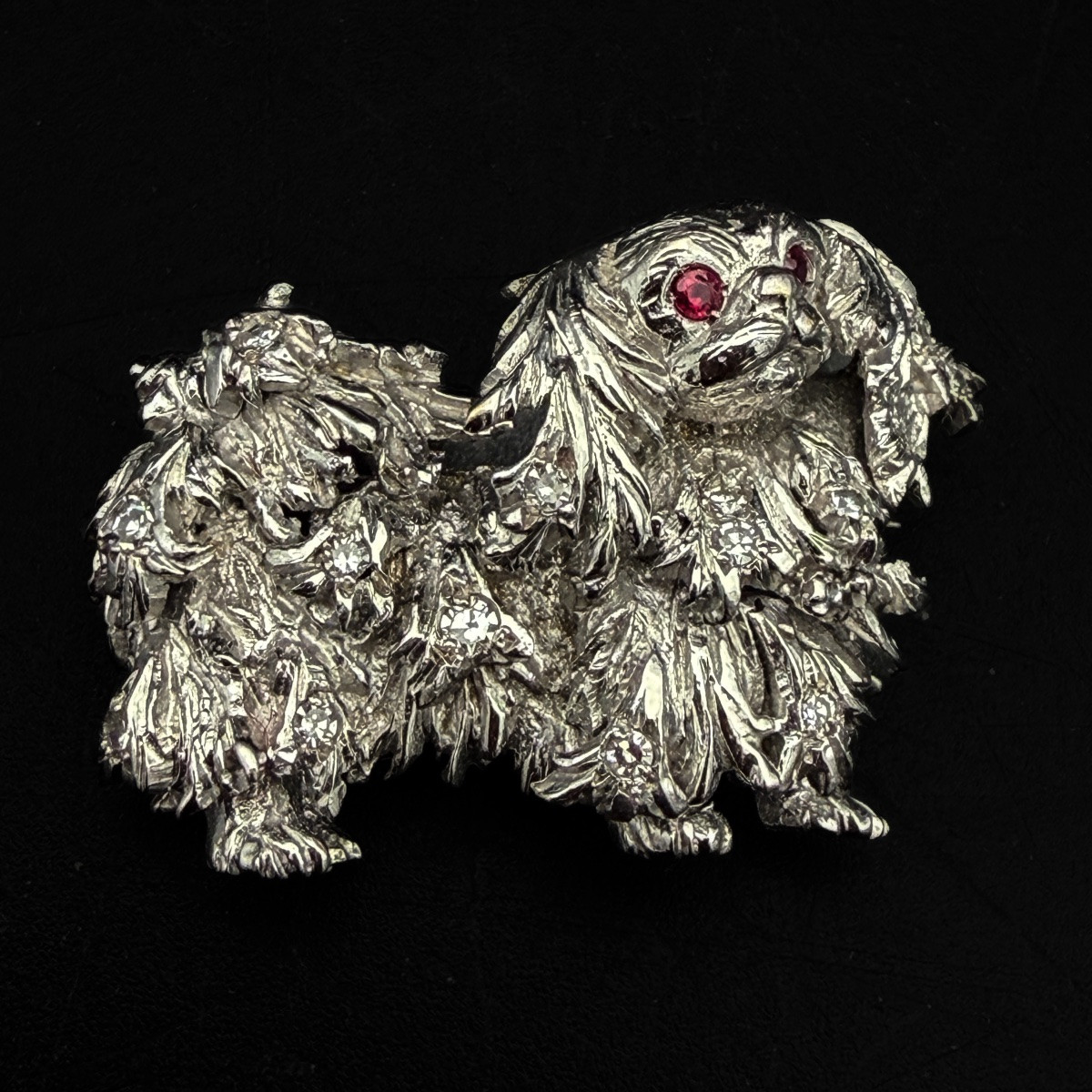  ⸻ Figurative “king Charles” Brooch In White Gold And Diamonds – 1970s Work -photo-2