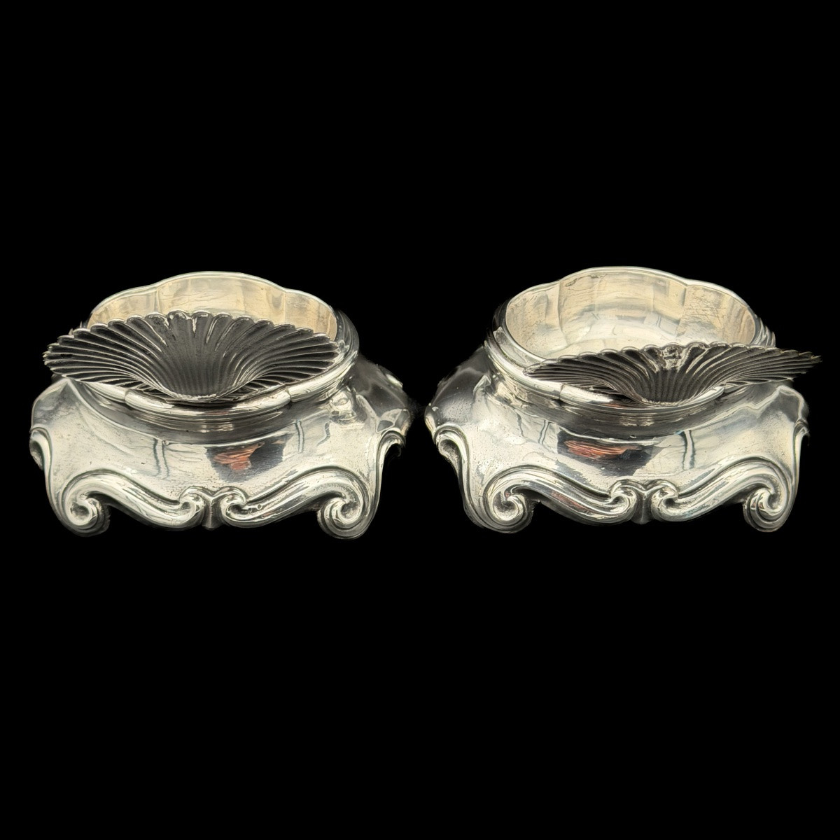 Paire de salerons modèle coquilles en argent fondu, premier titre – France, début XXᵉ siècle-photo-4