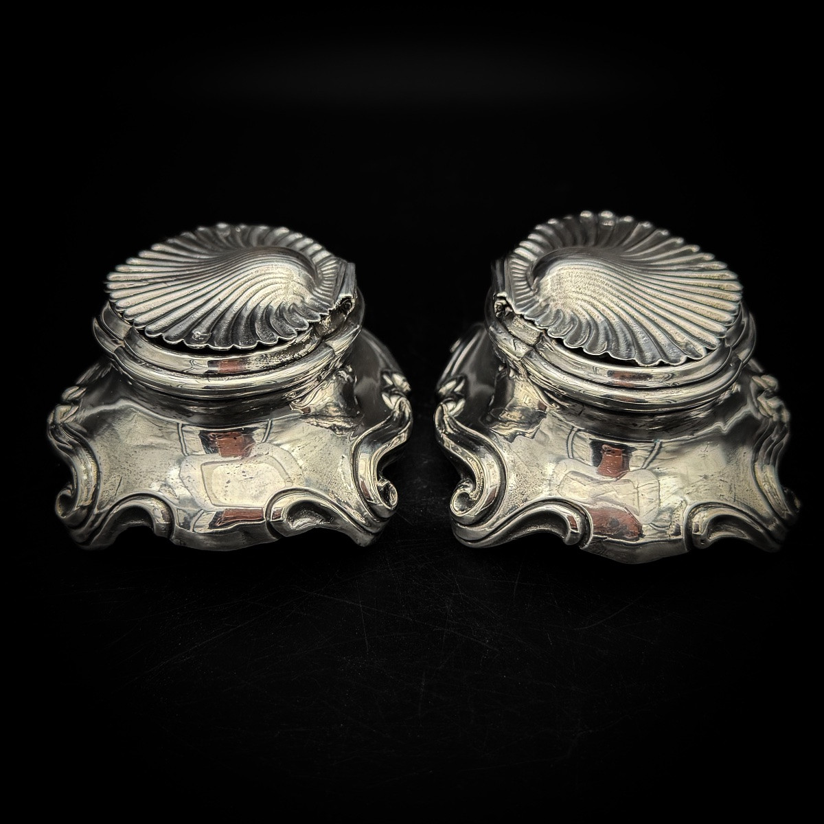Paire de salerons modèle coquilles en argent fondu, premier titre – France, début XXᵉ siècle-photo-7