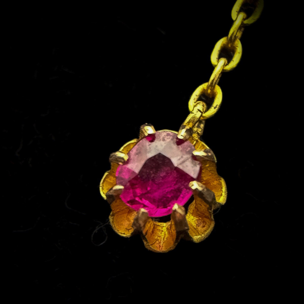 Collier à draperie Napoléon III en or 18 carats, perles fines et grenats – France, XIXᵉ siècle -photo-3