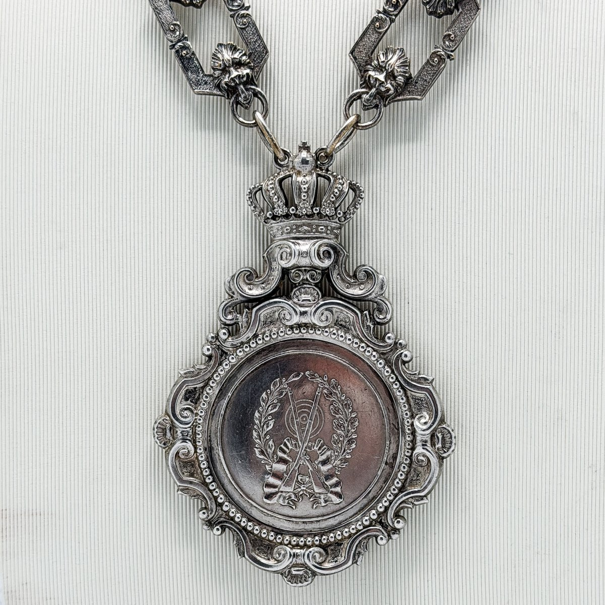 Silver Shooting King's Collar – "la Cible d'Or" Company, Schaerbeek – Circa 1900-photo-2