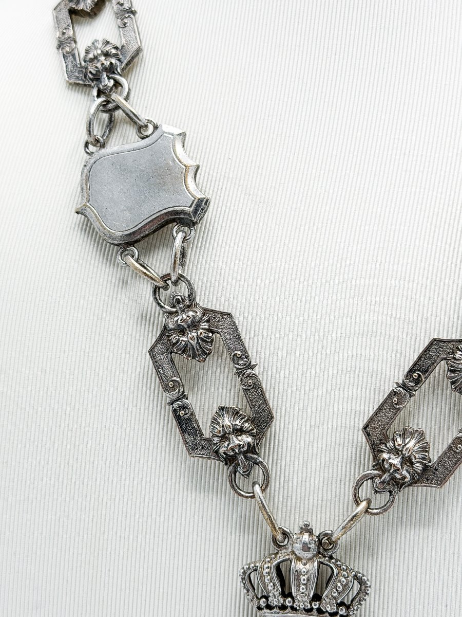 Silver Shooting King's Collar – "la Cible d'Or" Company, Schaerbeek – Circa 1900-photo-3