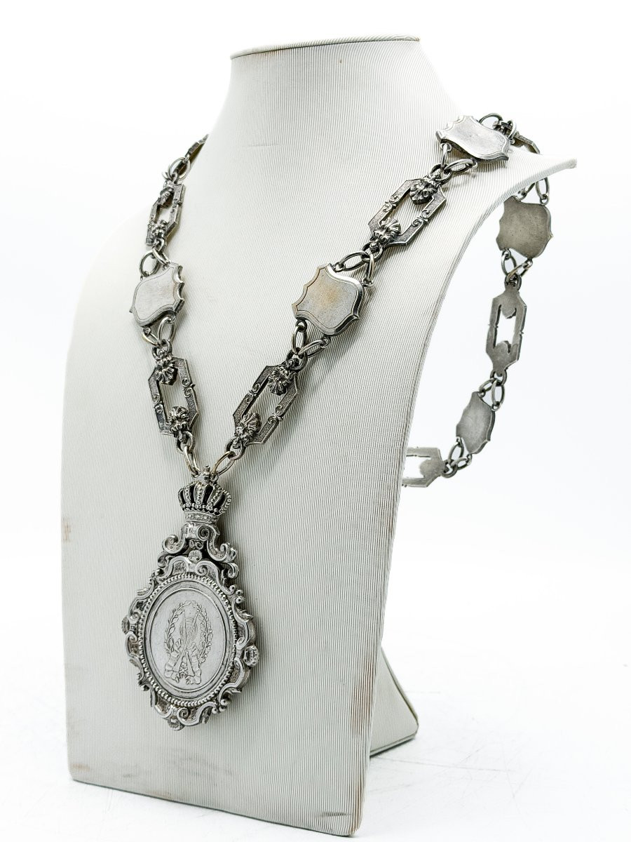 Silver Shooting King's Collar – "la Cible d'Or" Company, Schaerbeek – Circa 1900-photo-4