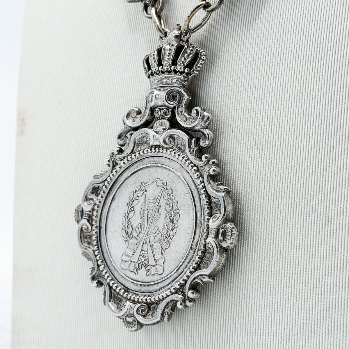 Silver Shooting King's Collar – "la Cible d'Or" Company, Schaerbeek – Circa 1900-photo-1