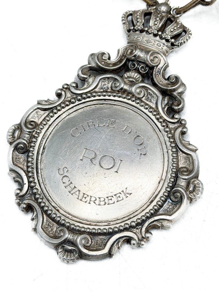 Silver Shooting King's Collar – "la Cible d'Or" Company, Schaerbeek – Circa 1900-photo-8