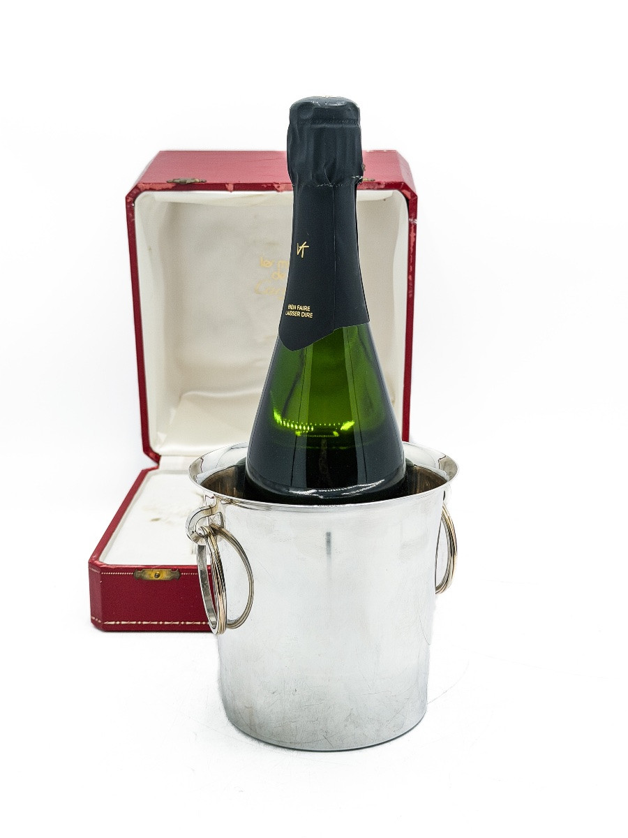 CARTIER rafraîchissoir à champagne en argent massif, modèle « Les Must de Cartier », vers 1970 -photo-3