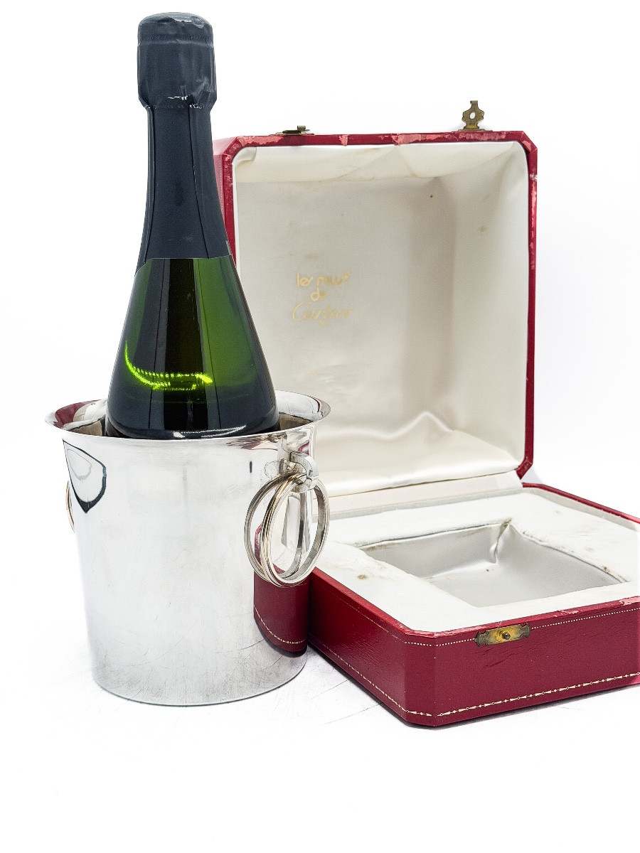 CARTIER rafraîchissoir à champagne en argent massif, modèle « Les Must de Cartier », vers 1970 