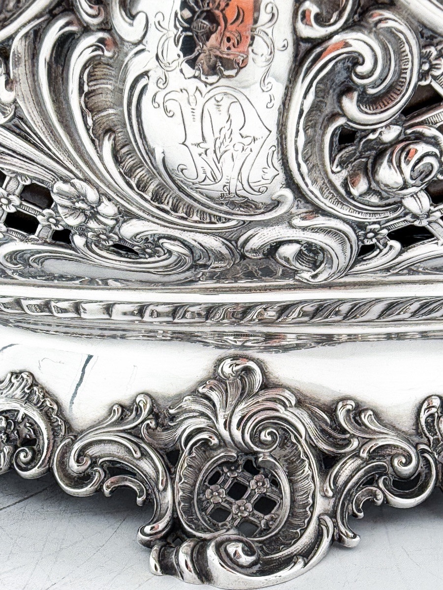 Large Louis XV Rococo Silver Jardinière 800 Thousandths, Germany Late XIXᵉ Century-photo-2