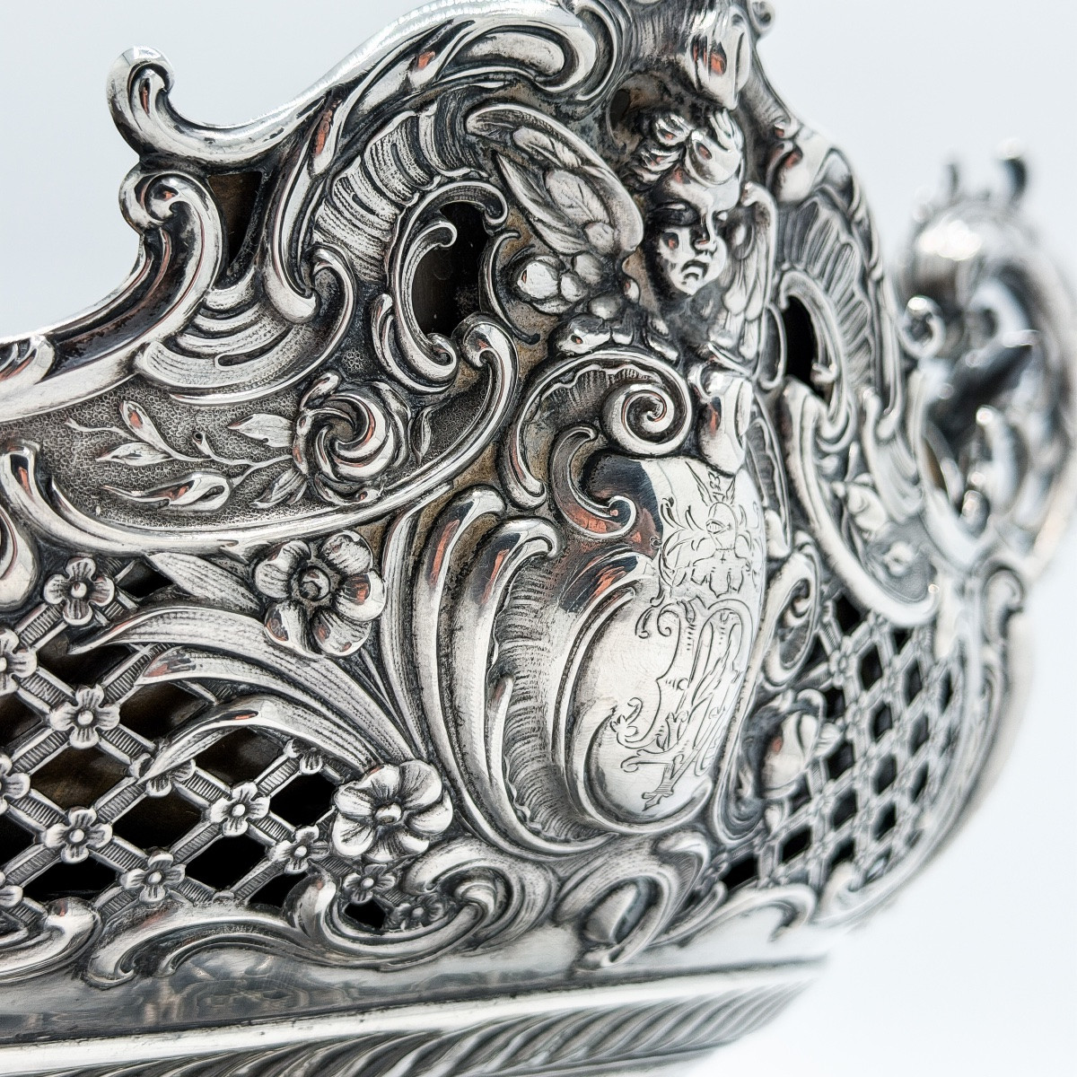 Large Louis XV Rococo Silver Jardinière 800 Thousandths, Germany Late XIXᵉ Century-photo-4
