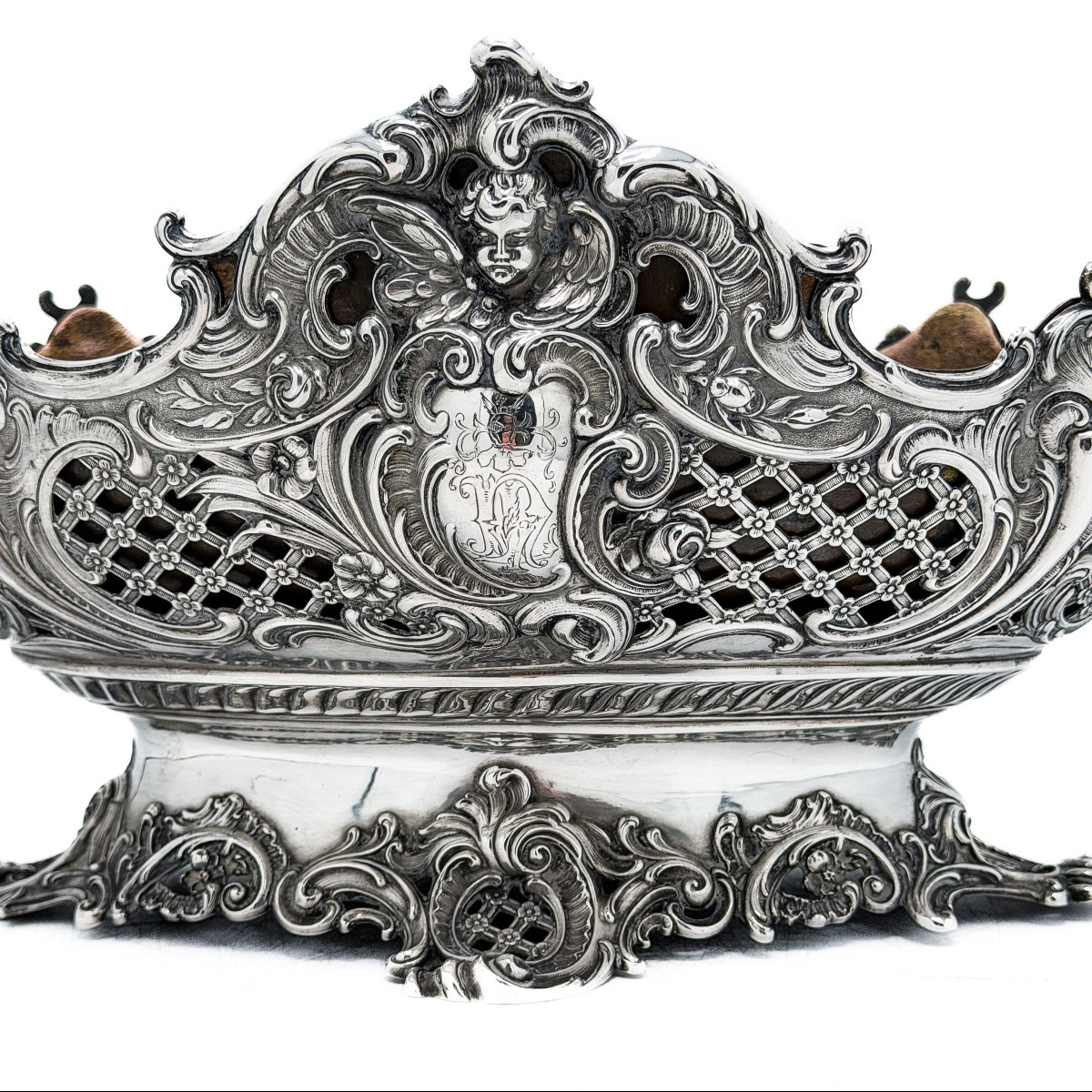 Large Louis XV Rococo Silver Jardinière 800 Thousandths, Germany Late XIXᵉ Century-photo-5