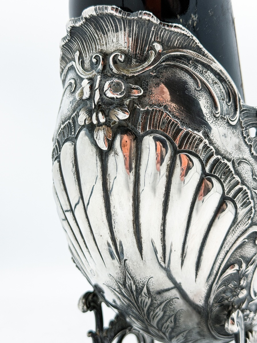 Table Bottle Holder In Solid Silver 800 Thousandths Depicting A Sleigh Pulled By A Reindeer,-photo-7