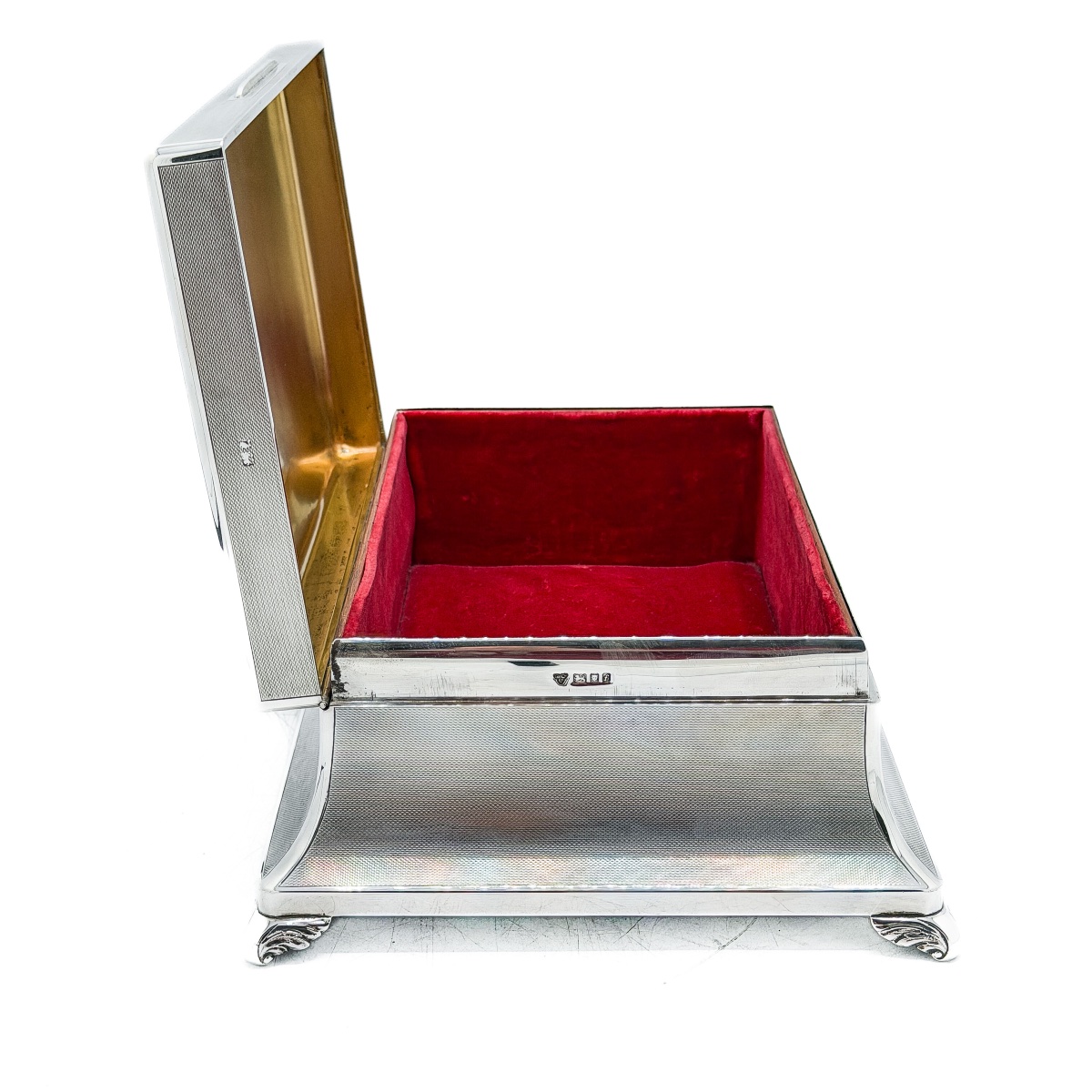Garrard & Co Londres – Coffret à bijoux en argent massif, intérieur vermeil, 1961-photo-1