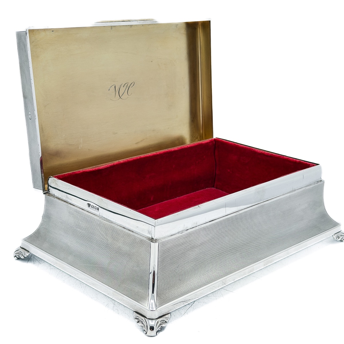 Garrard & Co Londres – Coffret à bijoux en argent massif, intérieur vermeil, 1961