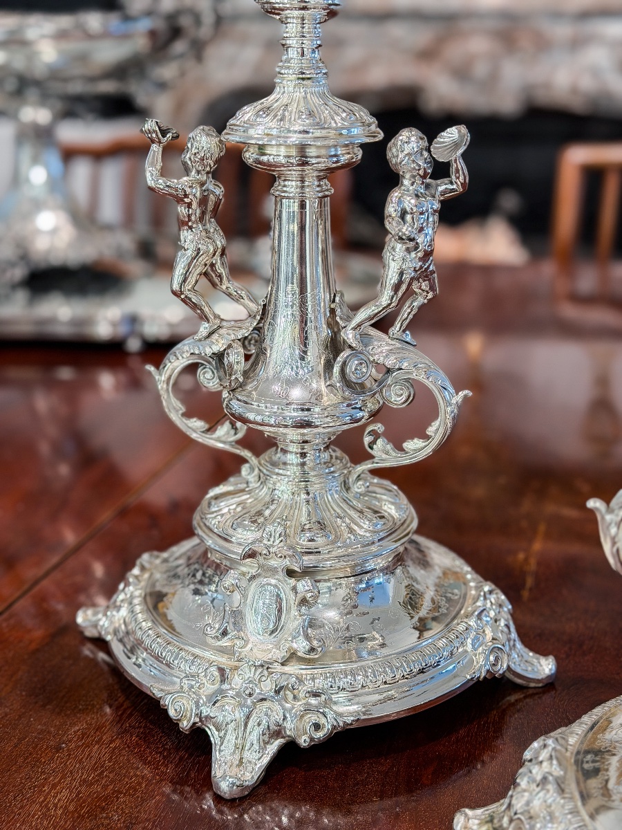 Paire de candélabres Napoléon III en argent massif 800 millièmes – Travail belge -photo-7