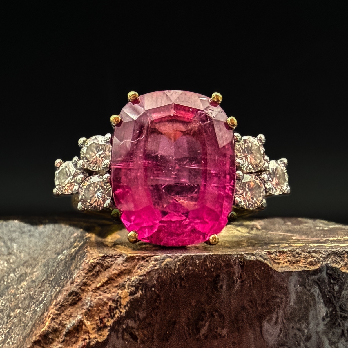 Vintage 18-karat Gold Ring With A 7.95-karat Pink Tourmaline And Diamonds – 1980s-photo-7