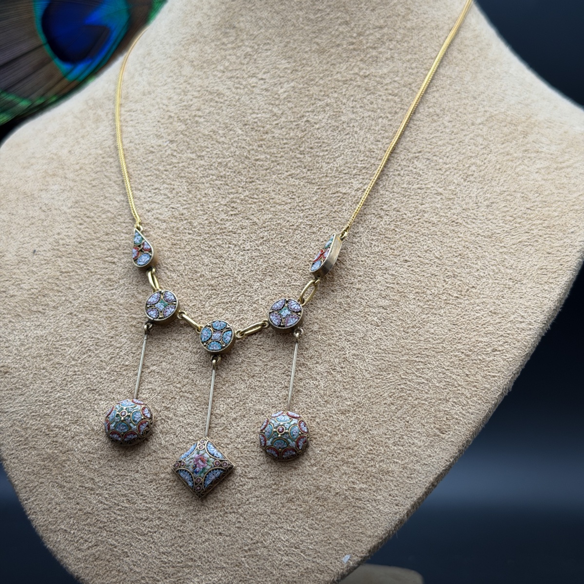 Collier draperie en or 18 carats et micromosaïques, Italie, XIXᵉ siècle  -photo-5