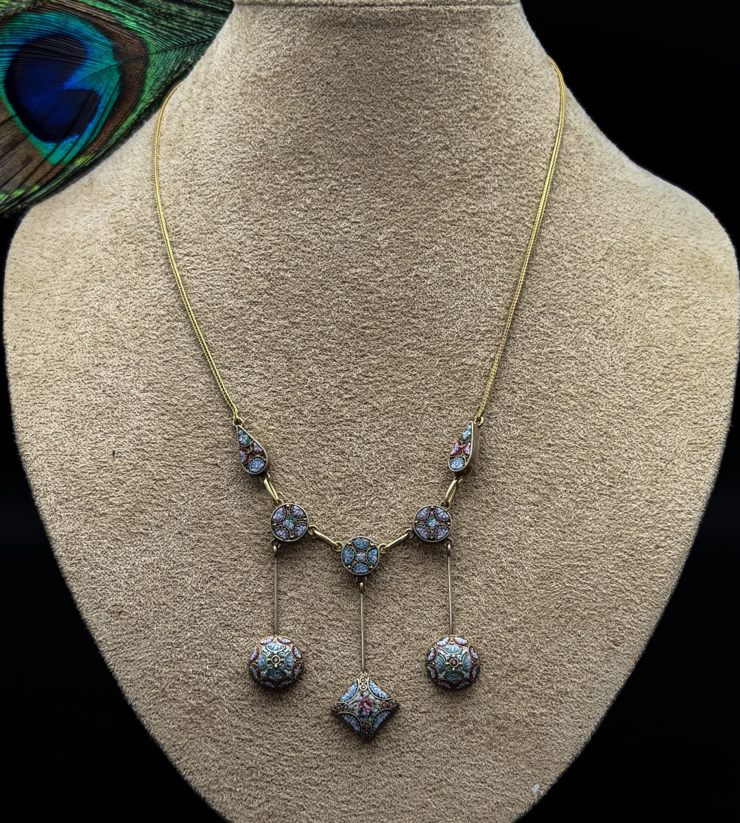 Collier draperie en or 18 carats et micromosaïques, Italie, XIXᵉ siècle  -photo-6