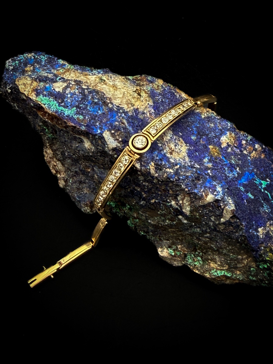 Bracelet Art Déco en or 18 carats et diamants taille ancienne -photo-2