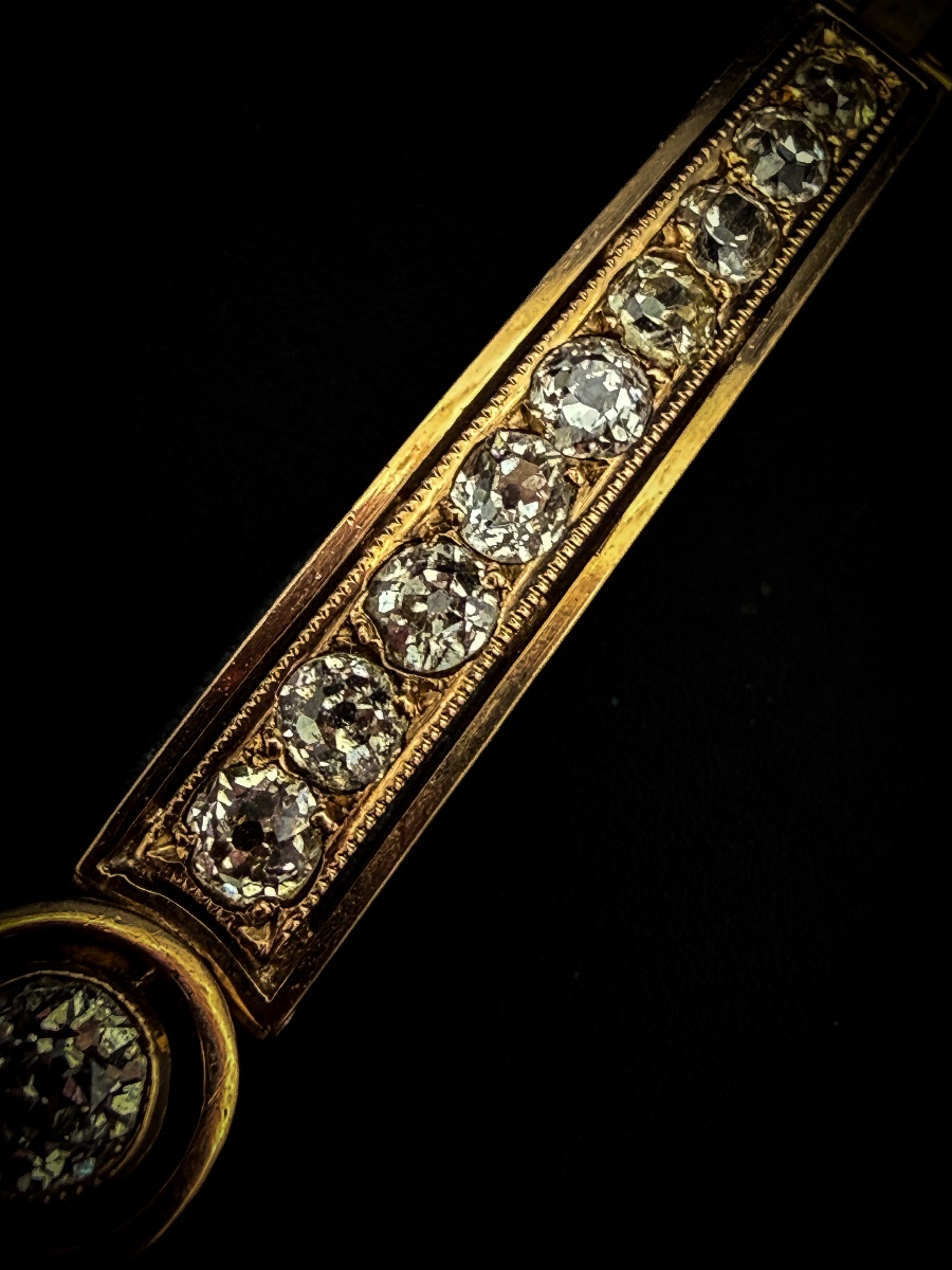 Bracelet Art Déco en or 18 carats et diamants taille ancienne -photo-4