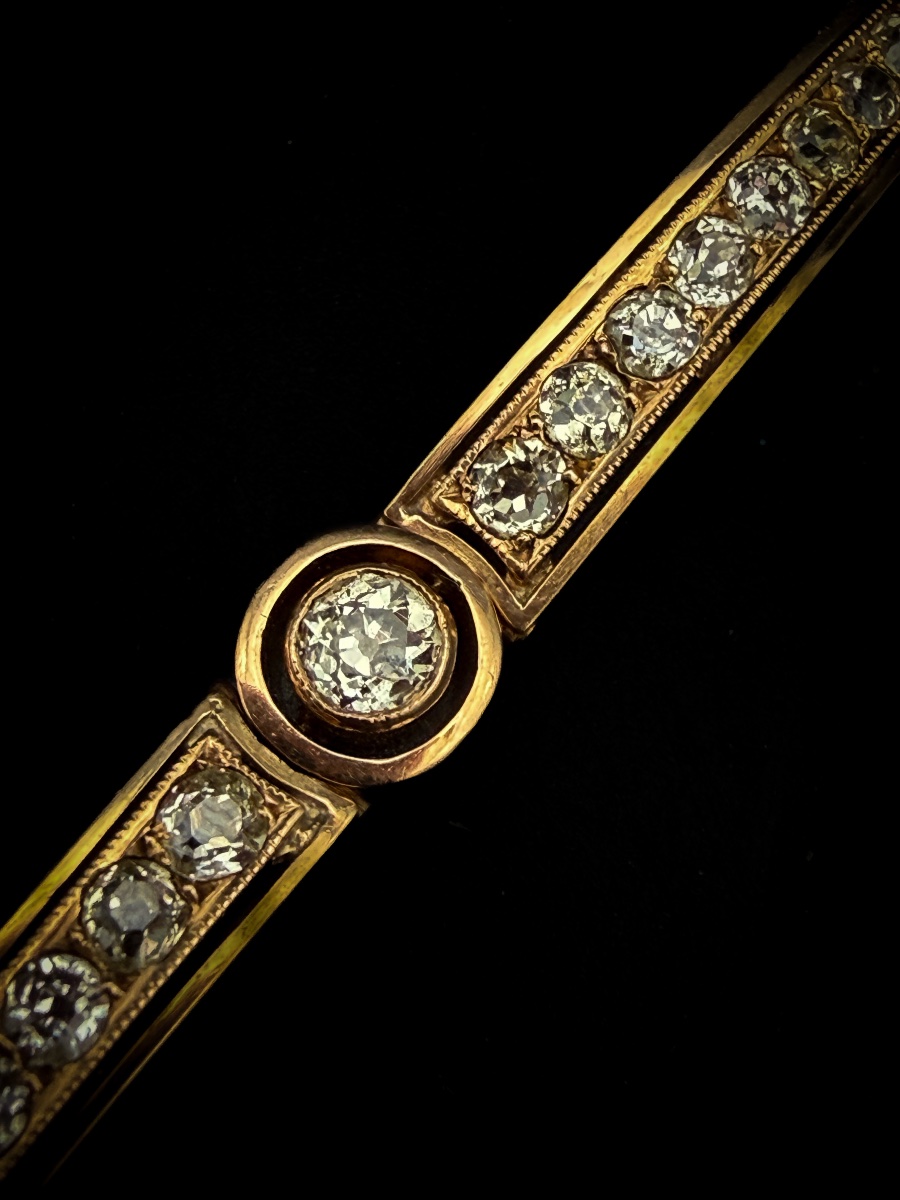 Bracelet Art Déco en or 18 carats et diamants taille ancienne -photo-1