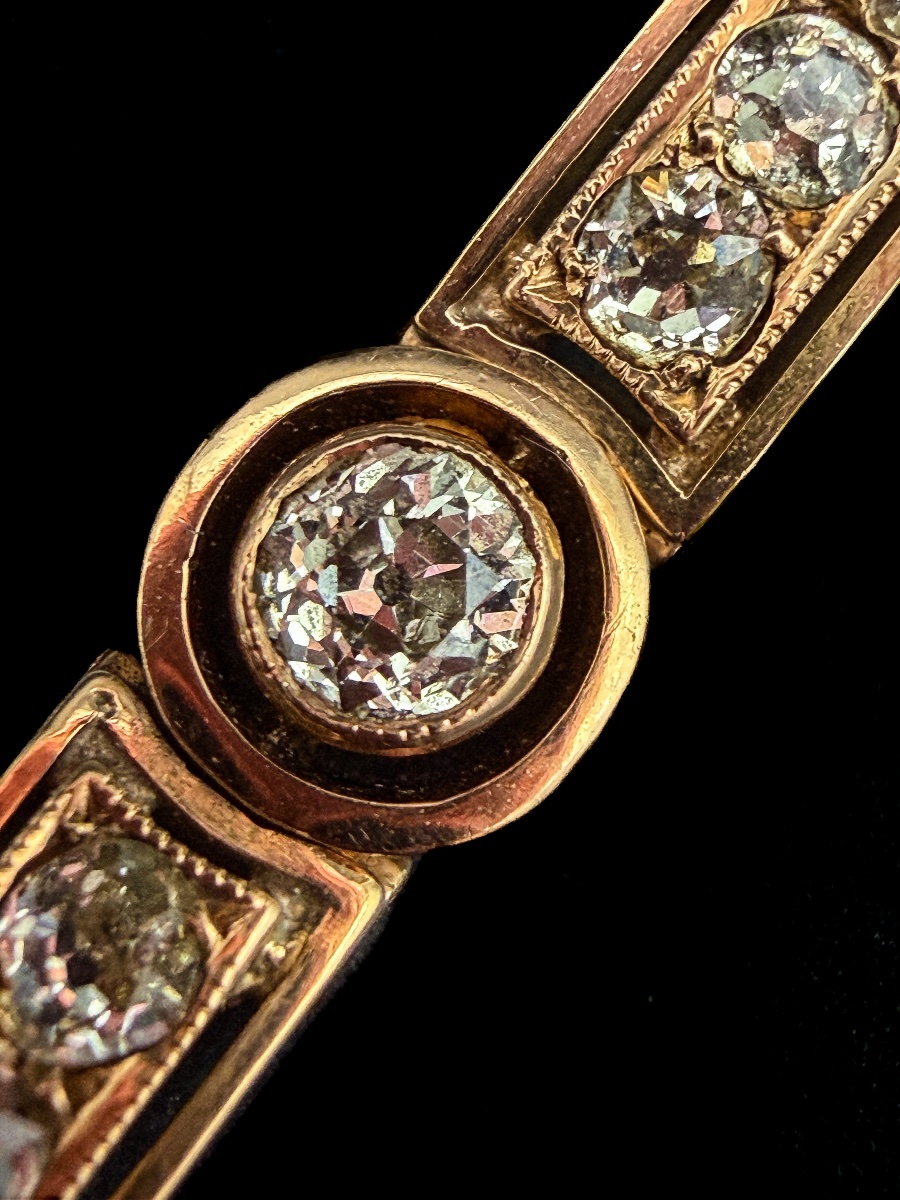Bracelet Art Déco en or 18 carats et diamants taille ancienne -photo-3