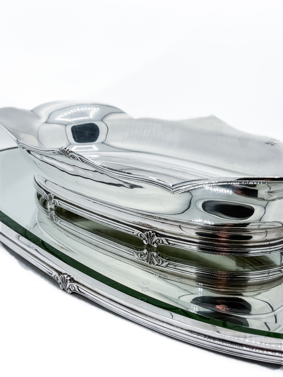 Wolfers – 925-millésime Sterling Silver Centerpiece With Mirrored Top, Circa 1950  -photo-4