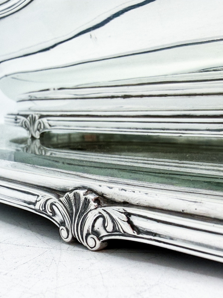 Wolfers – 925-millésime Sterling Silver Centerpiece With Mirrored Top, Circa 1950  -photo-3