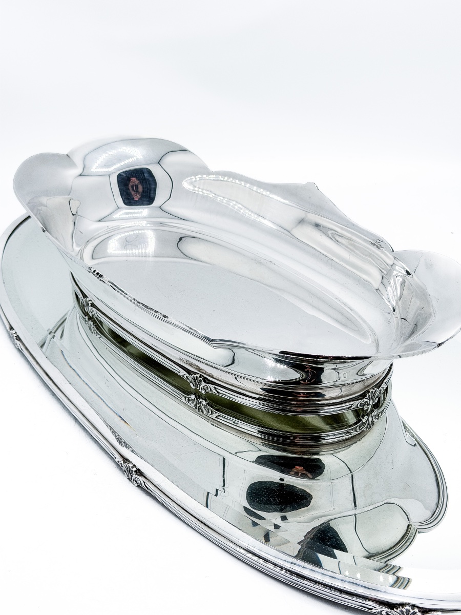 Wolfers – 925-millésime Sterling Silver Centerpiece With Mirrored Top, Circa 1950  