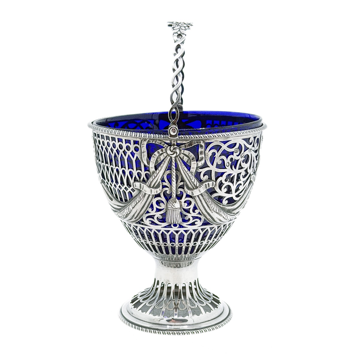 Robert Makepeace – Panier en argent et verre bleu soufflé – Londres, 1775  -photo-2