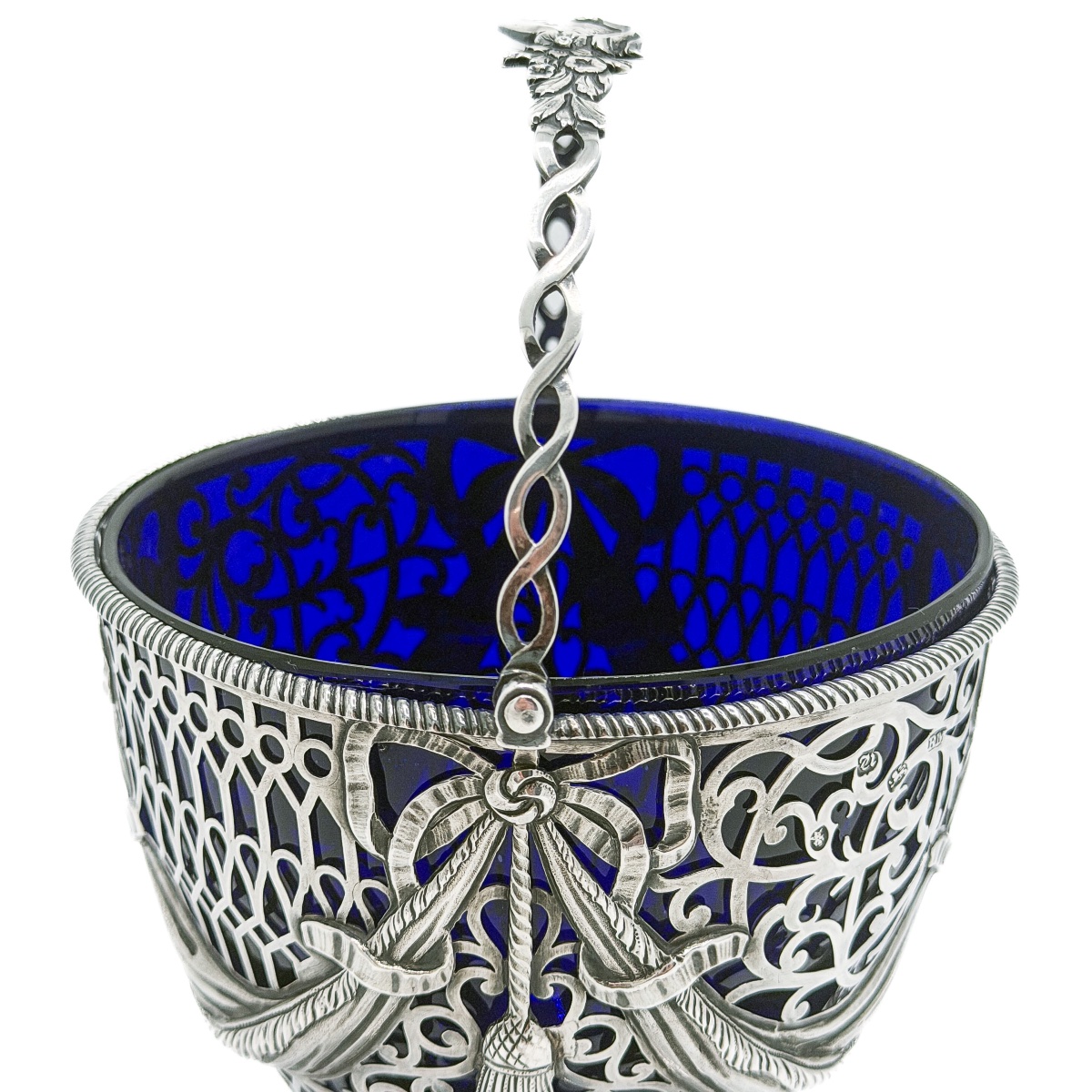 Robert Makepeace – Panier en argent et verre bleu soufflé – Londres, 1775  -photo-4