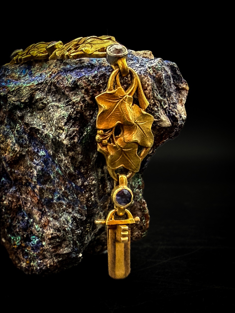 Bracelet Art nouveau belge en or 18 carats, saphirs et diamants, vers 1900  -photo-4