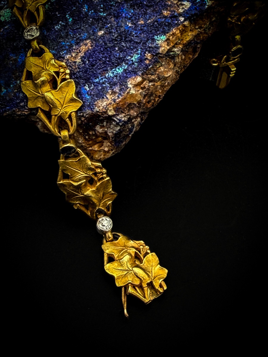 Bracelet Art nouveau belge en or 18 carats, saphirs et diamants, vers 1900  -photo-6