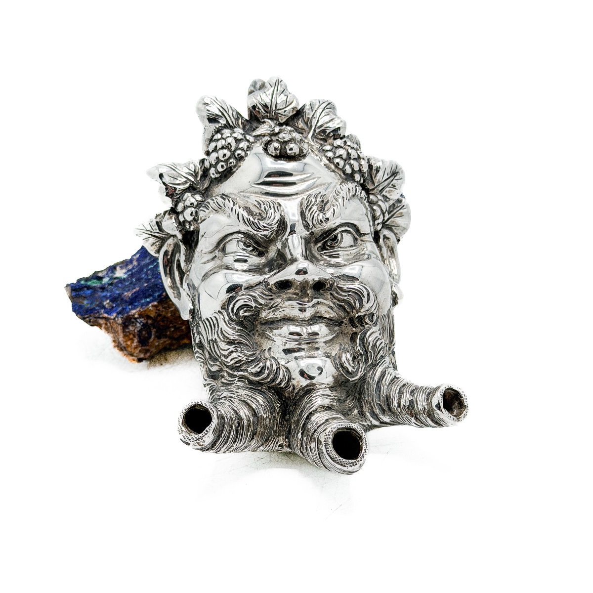Bacchus-head Incense Burner In Cast Silver – Belgium, Late 19th – Early 20th Century  -photo-2