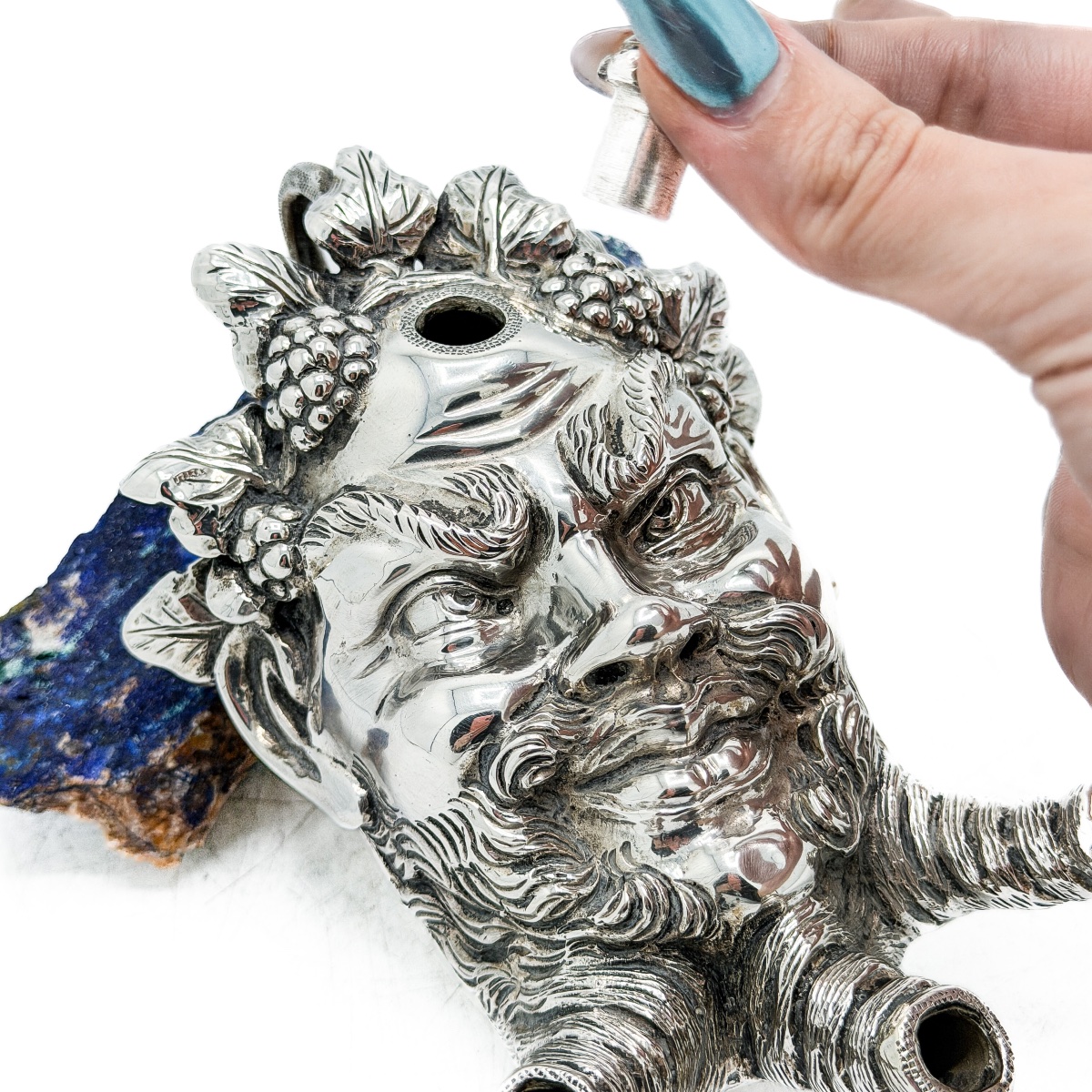 Bacchus-head Incense Burner In Cast Silver – Belgium, Late 19th – Early 20th Century  -photo-1
