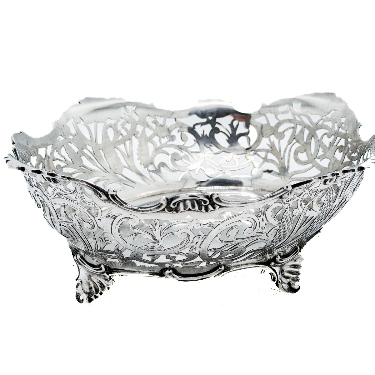 J.m. Van Kempen & Zonen – Openwork Silver Basket In The Art Nouveau Style, Netherlands, 1916  -photo-2