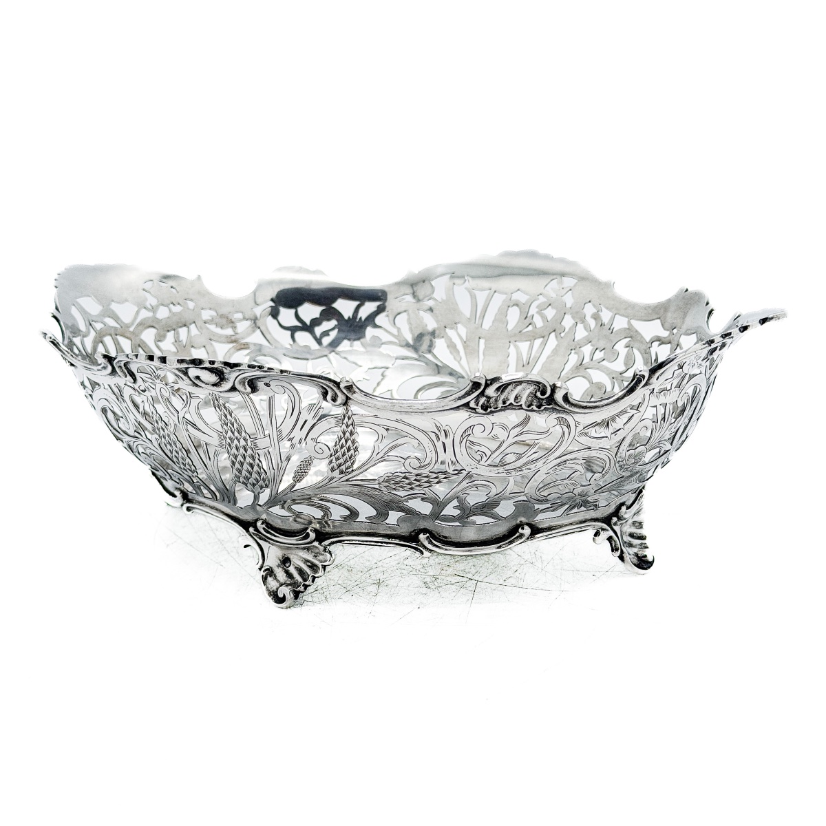 J.m. Van Kempen & Zonen – Openwork Silver Basket In The Art Nouveau Style, Netherlands, 1916  -photo-3
