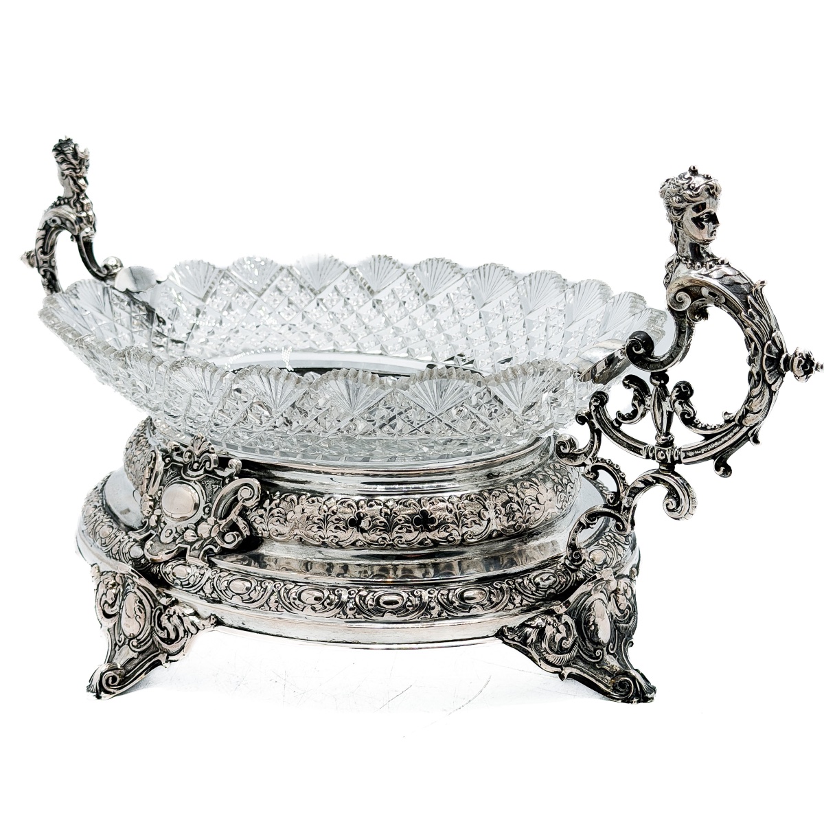 Napoleon III Planter Made Of 800-th Silver And Cut Crystal, Germany, Circa 1880  -photo-2