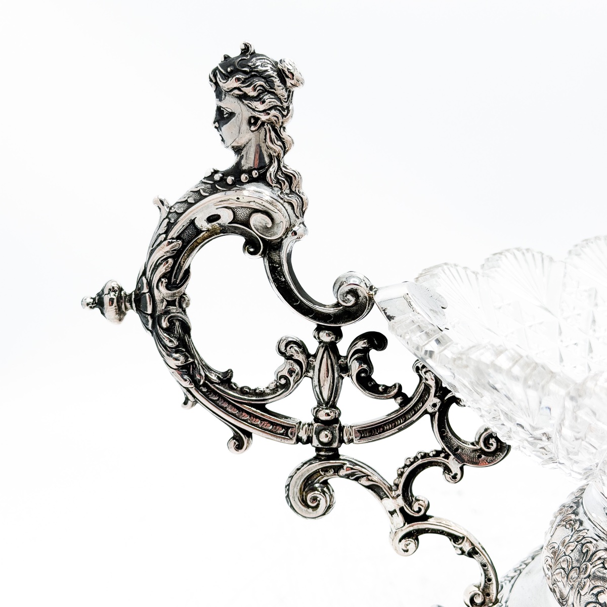 Napoleon III Planter Made Of 800-th Silver And Cut Crystal, Germany, Circa 1880  -photo-3