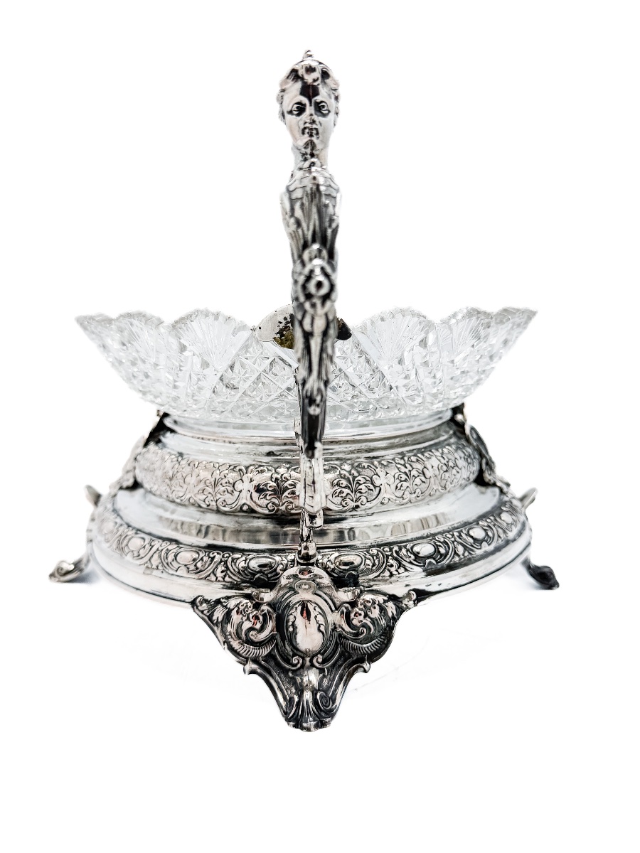 Napoleon III Planter Made Of 800-th Silver And Cut Crystal, Germany, Circa 1880  -photo-3