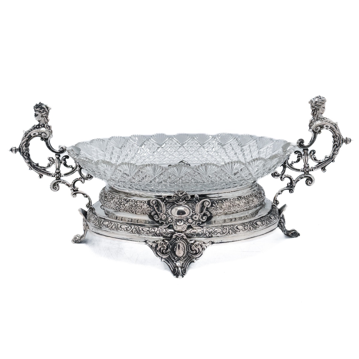 Napoleon III Planter Made Of 800-th Silver And Cut Crystal, Germany, Circa 1880  -photo-5