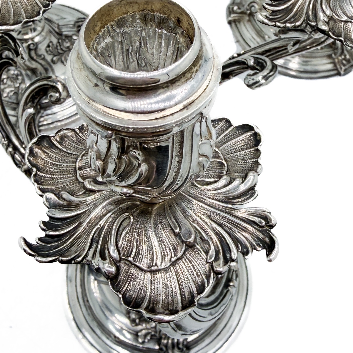 Bruckmann & Söhne – Set Of Three Solid Silver Candelabras, Louis XV Rococo Style – Late 19th Century -photo-2