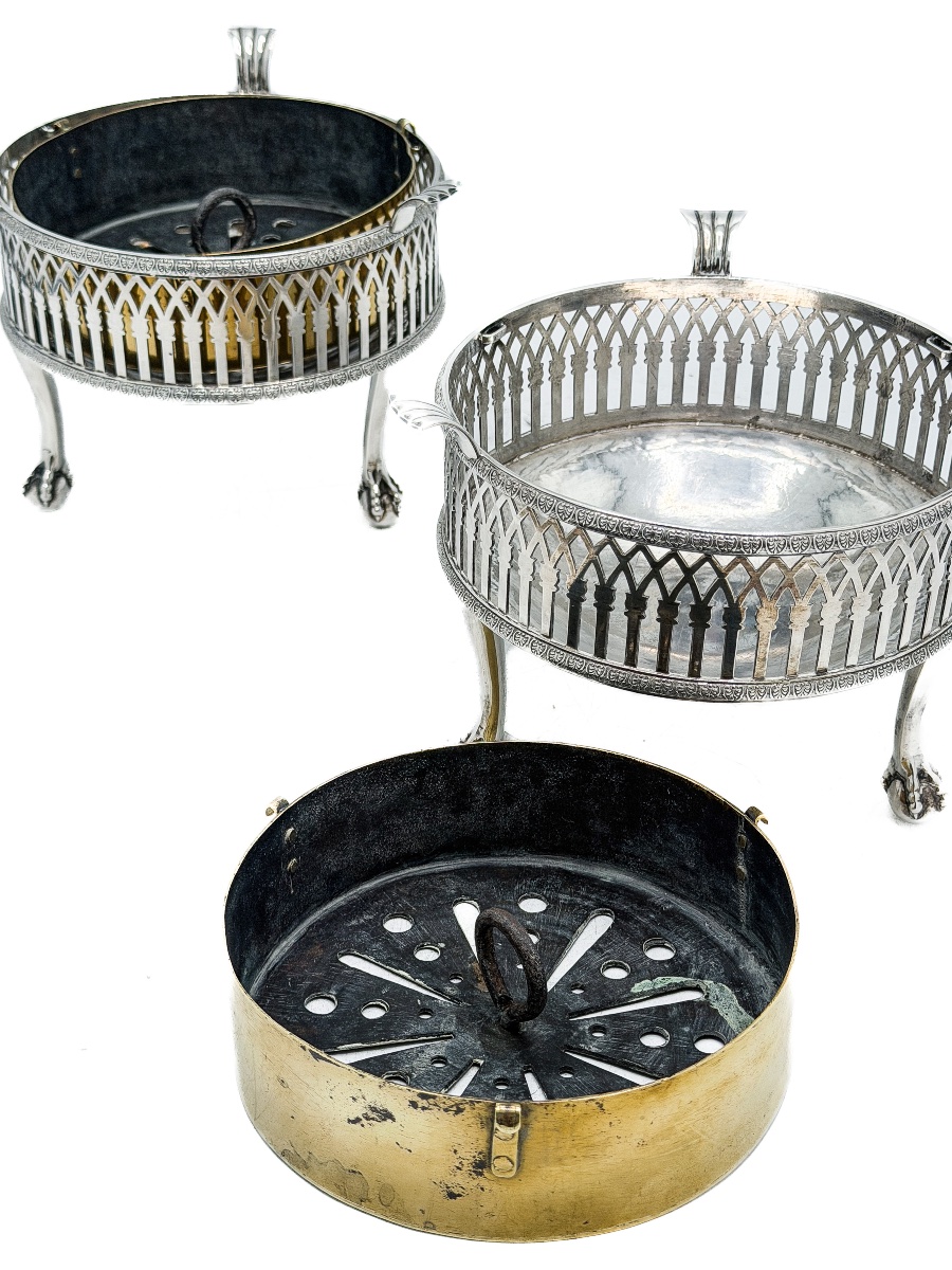 Bruges – Paire de réchauds en argent massif, poinçon au coq, second titre, 1798-1809 – 
