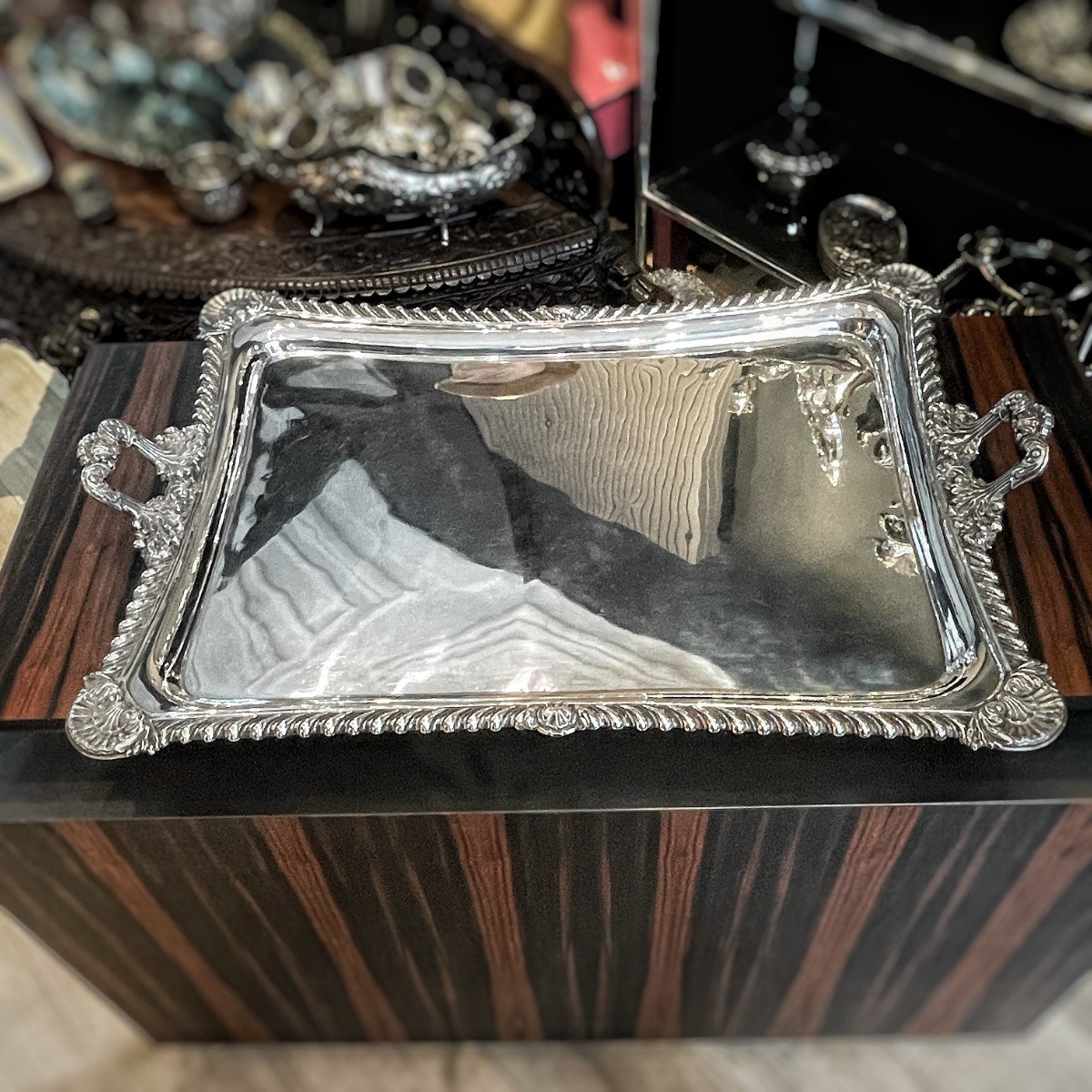  Large Solid Silver Tray By Carlo Balbino-photo-5