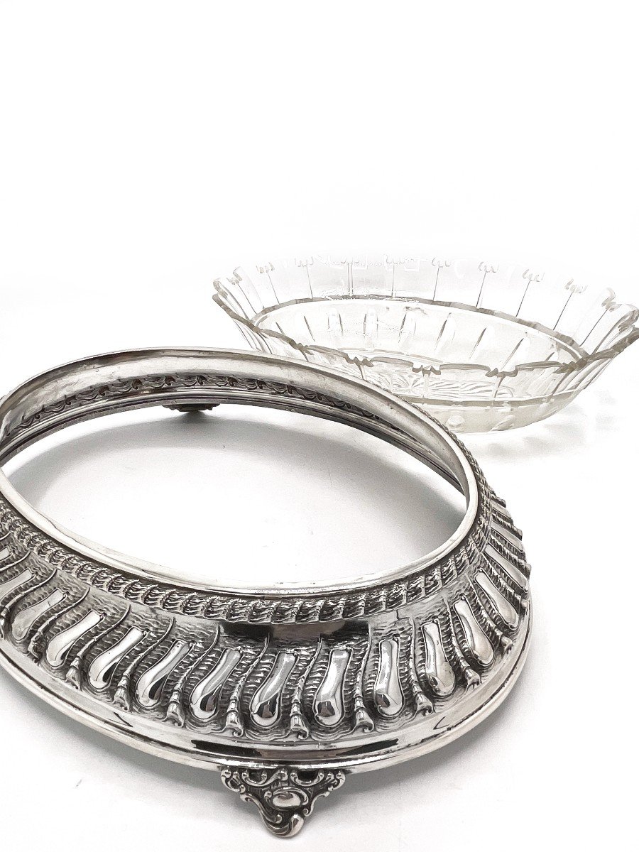 Cut Crystal And German Solid Silver Planter-photo-4