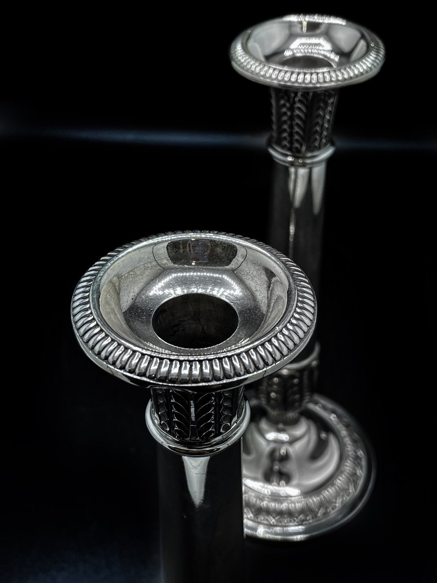 Pair Of Silver Candlesticks In The Charles X Style-photo-2