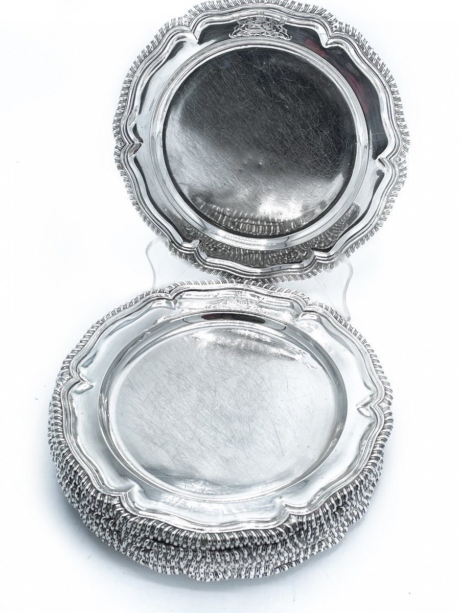 Série De 12 Assiettes Anglaise Par Joseph Angell Sen & Jun