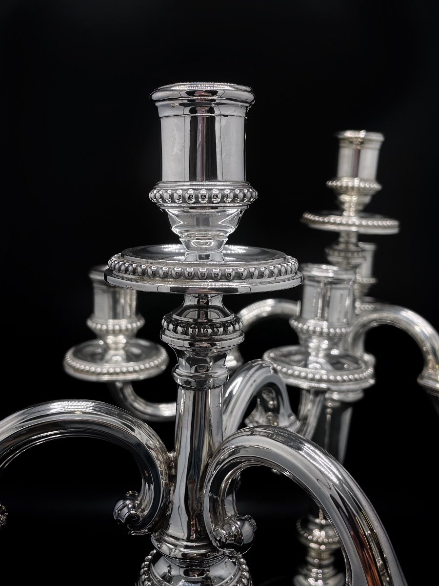 Pair Of Silver 3 Branch Candelabras-photo-2